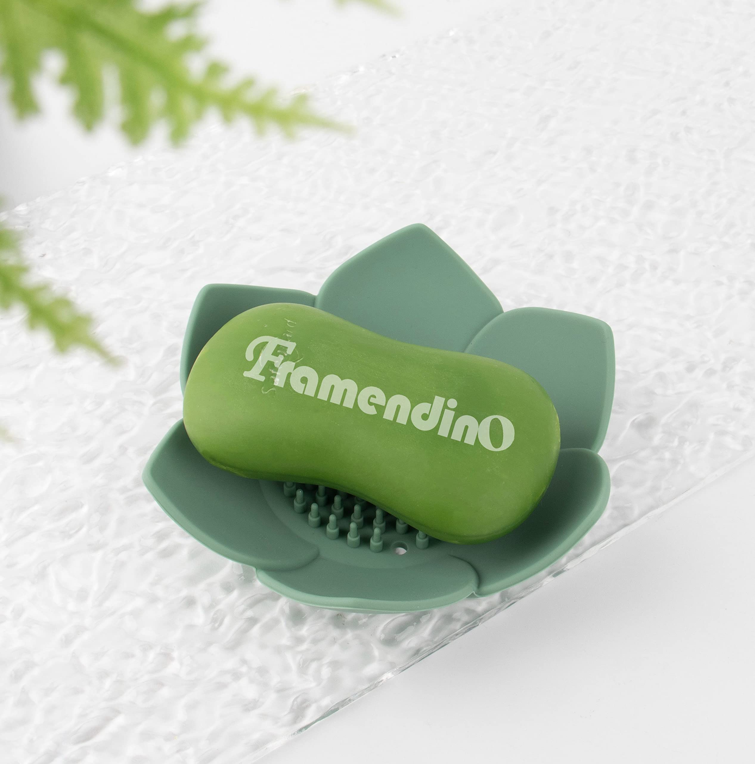 Framendino, 4 Pack Lotus Flowers Soap Dish Silicon Flexible Non-Slip Floral Soap Trays With Drain For Bathroom Shower